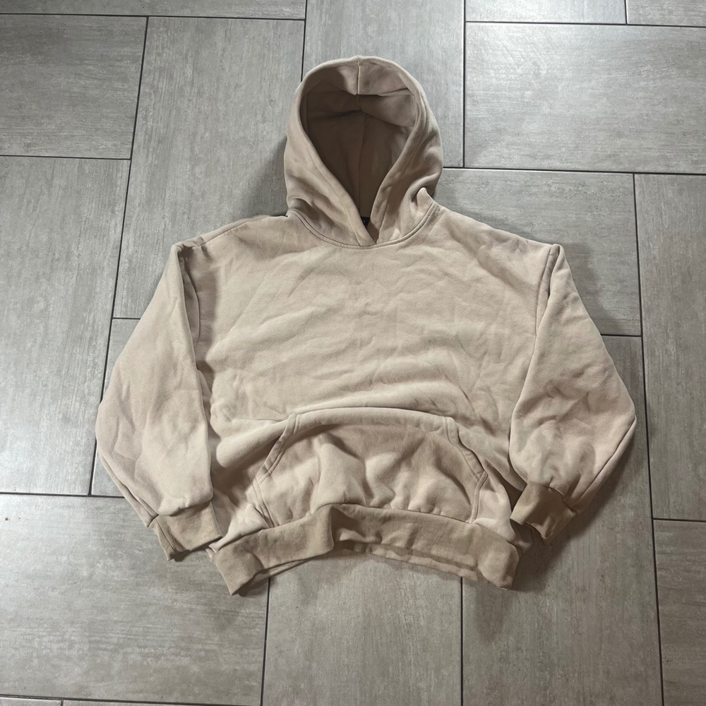 Sunbs Tan Beige Oversized Hoodie Mens XL Heavyweight Fleece Sweatshirt 1092